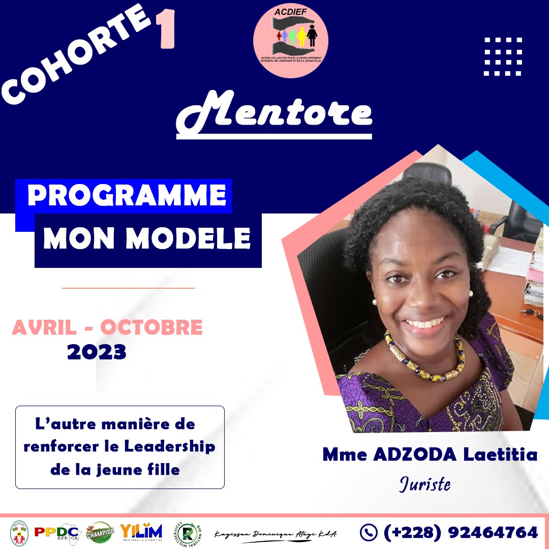 PROGRAMME MON MODELE/MENTORE DE LA SEMAINE: Laetitia ADZODA